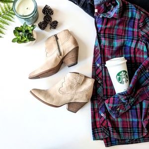 Frye Reina Leather Ankle Bootie Cream